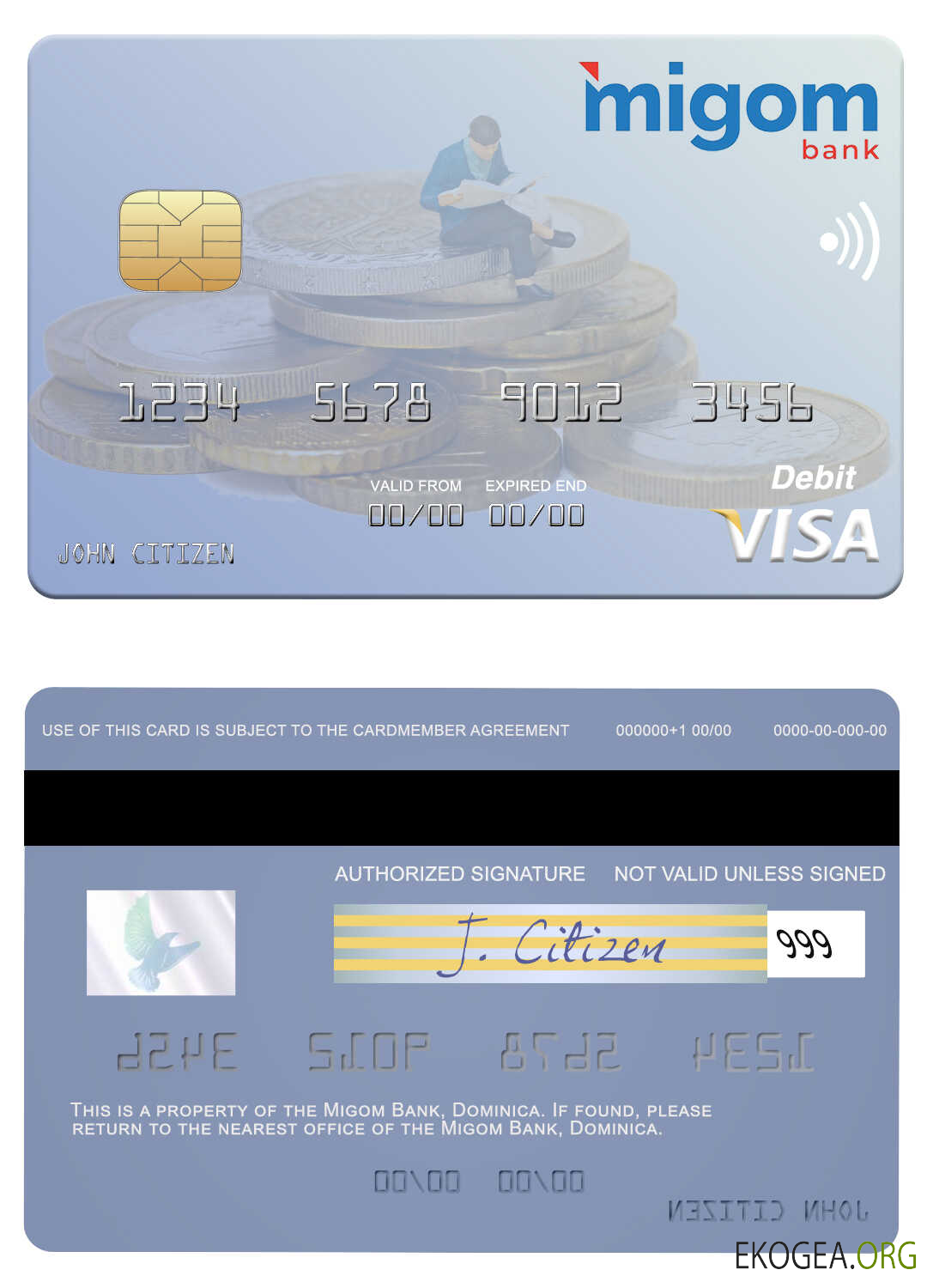 Carte de débit visa Dominique Migom Bank
